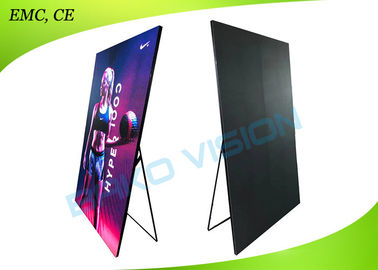 Advertising P2.5 Indoor LED Poster Mirror Screen 1000 Nits With Wheel Base